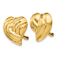 14k Non-pierced Heart Earrings-H636