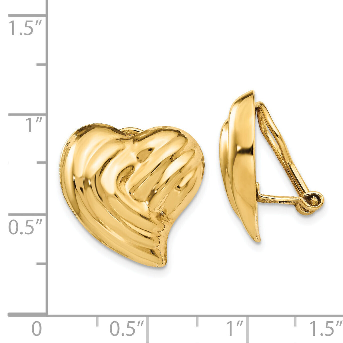 14k Non-pierced Heart Earrings-H636