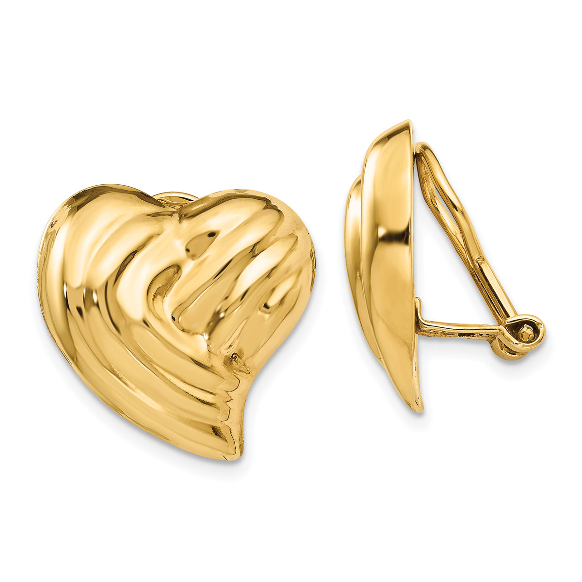 14k Non-pierced Heart Earrings-H636