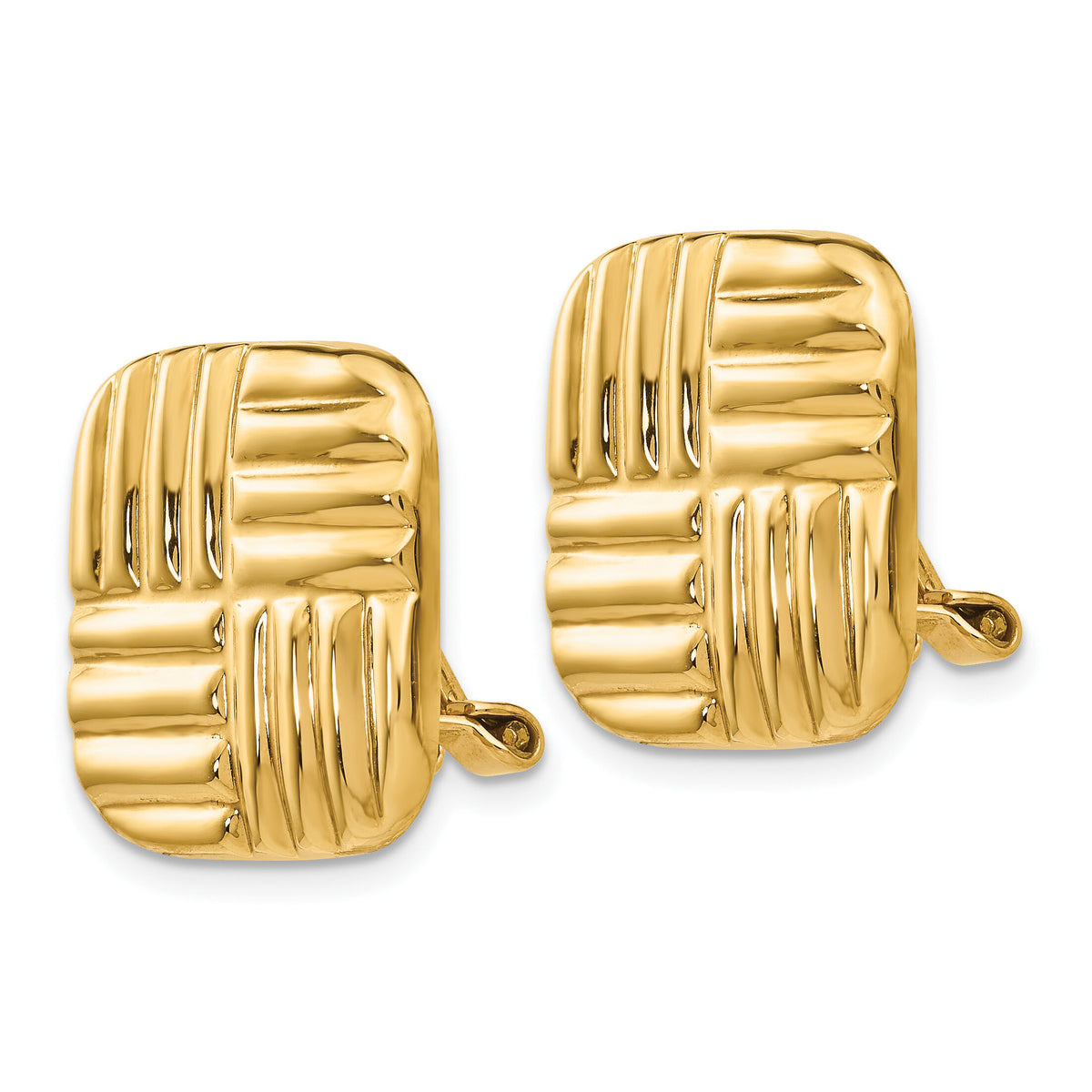 14k Non-pierced Basket weave Earrings-H638