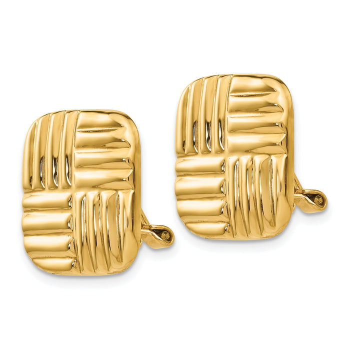 14k Non-pierced Basket weave Earrings-H638