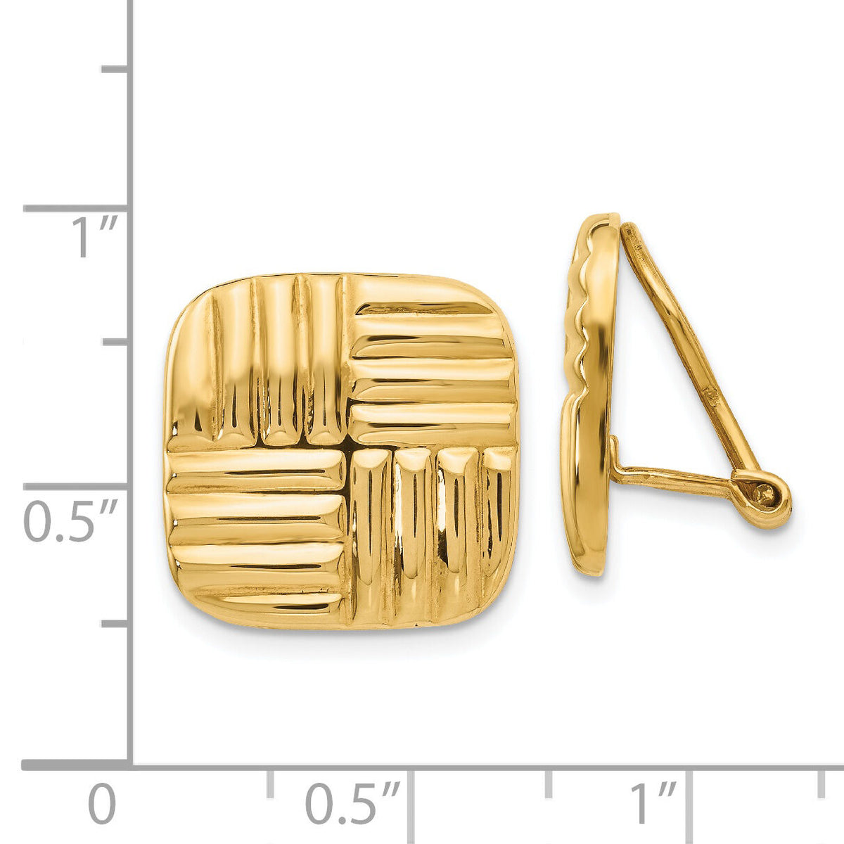 14k Non-pierced Basket weave Earrings-H638