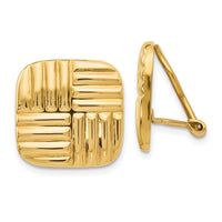 14k Non-pierced Basket weave Earrings-H638