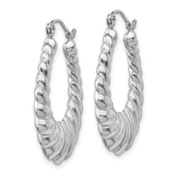 14k White Gold Polished Scalloped Hoop Earrings-H670