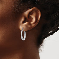 14k White Gold Polished Hoop Earrings-H674