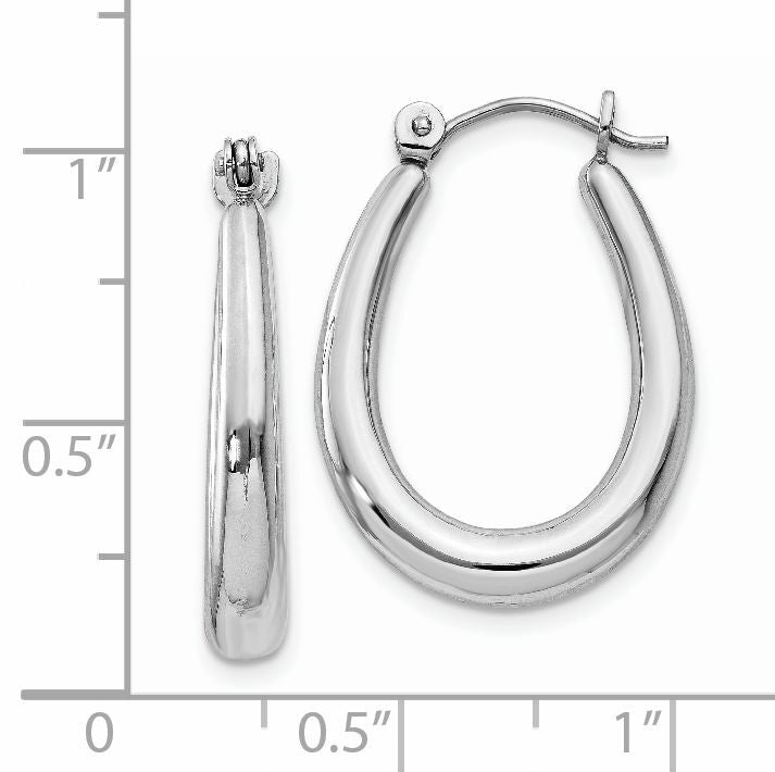 14k White Gold Polished Hoop Earrings-H674