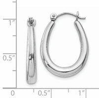 14k White Gold Polished Hoop Earrings-H674