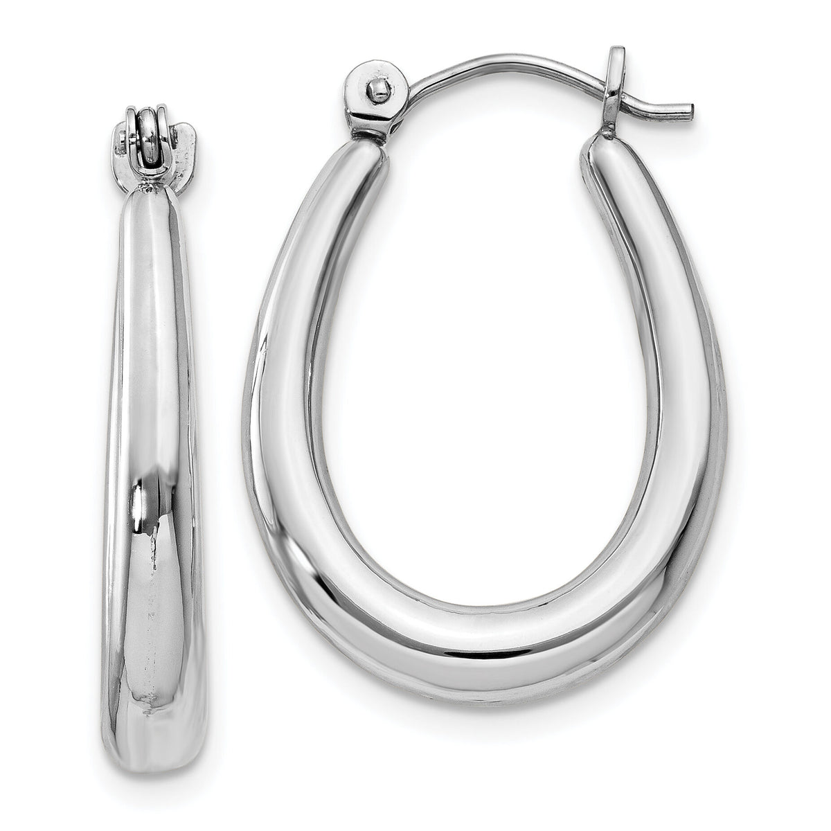 14k White Gold Polished Hoop Earrings-H674