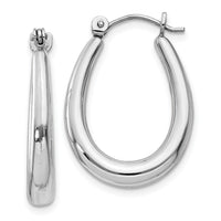 14k White Gold Polished Hoop Earrings-H674