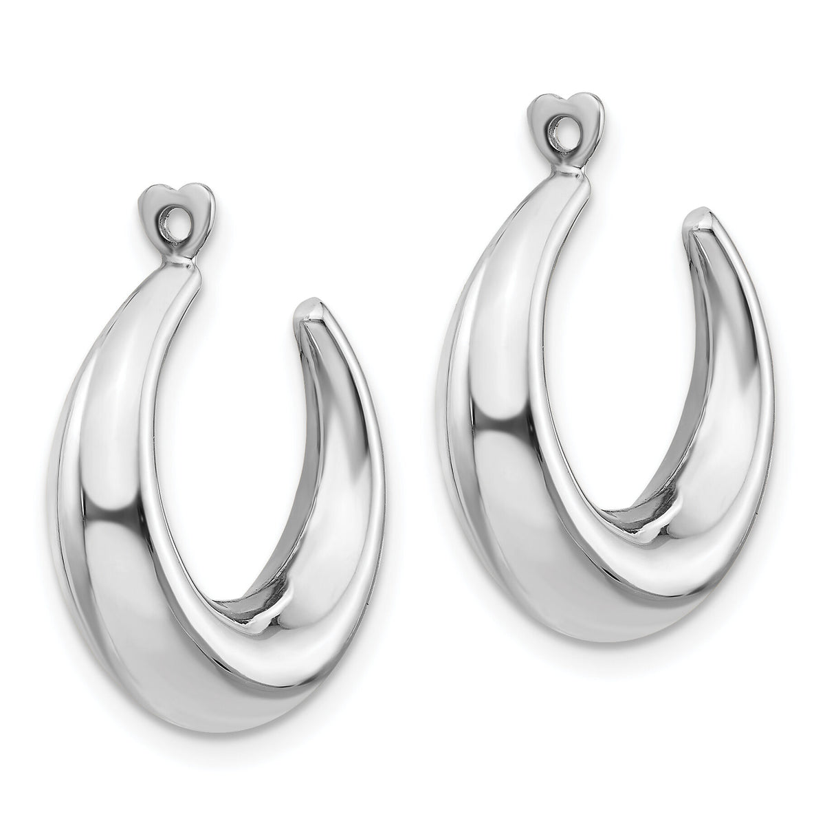 14k White Gold Polished Hoop Earring Jackets-H703J