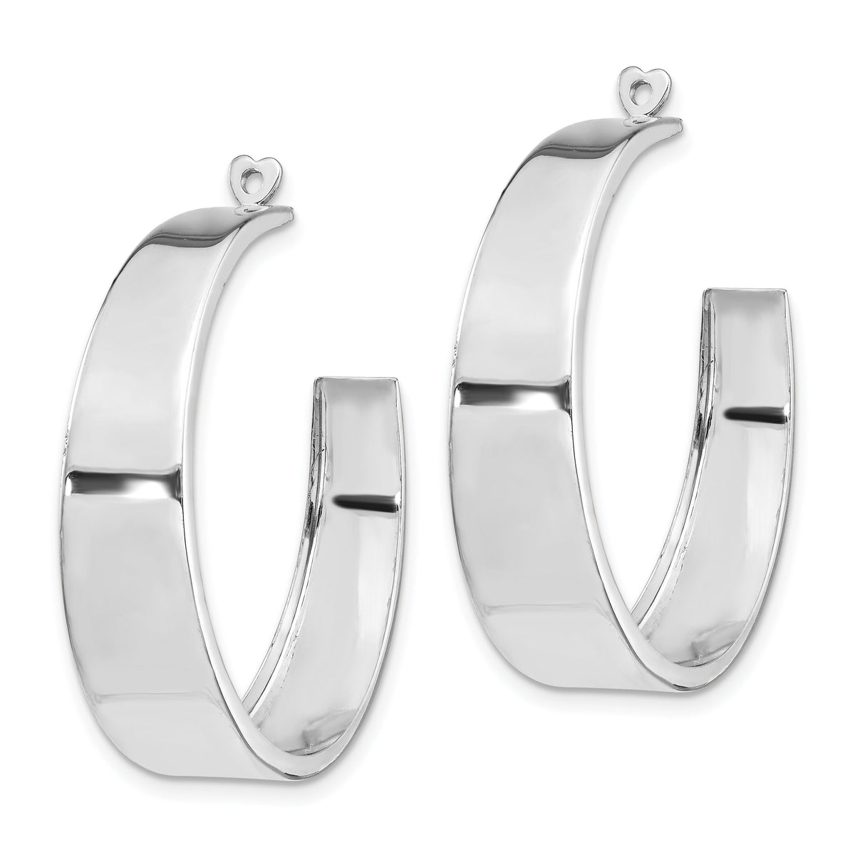 14k White Gold Polished Hoop Earring Jackets-H706J