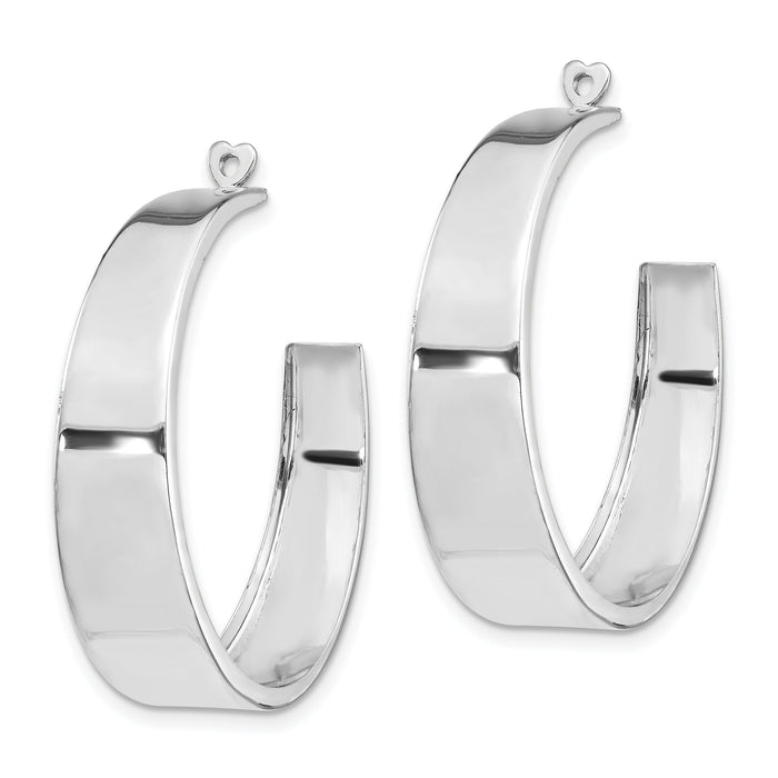 14k White Gold Polished Hoop Earring Jackets-H706J