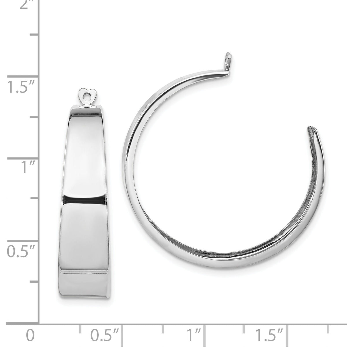 14k White Gold Polished Hoop Earring Jackets-H706J