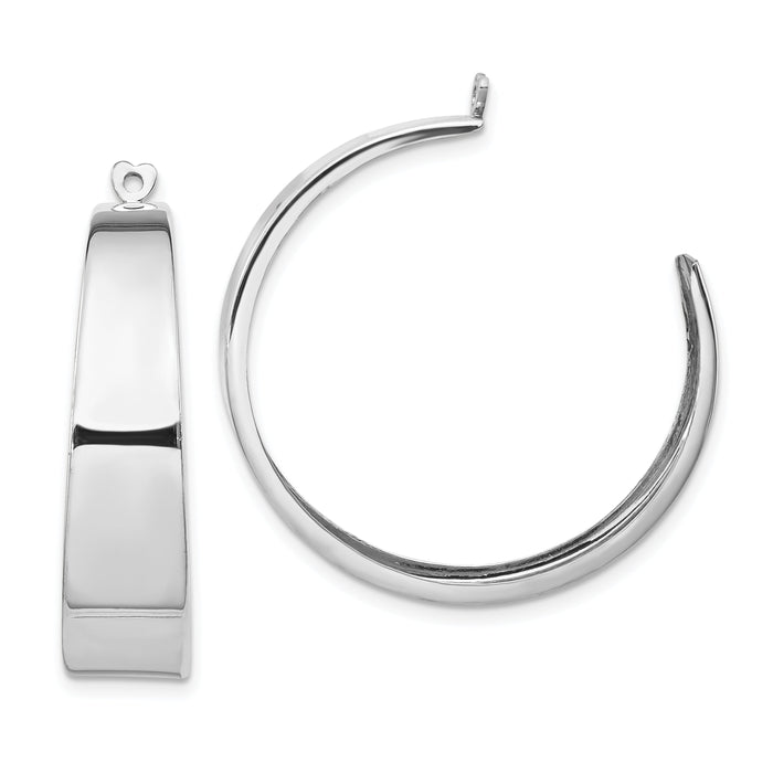 14k White Gold Polished Hoop Earring Jackets-H706J