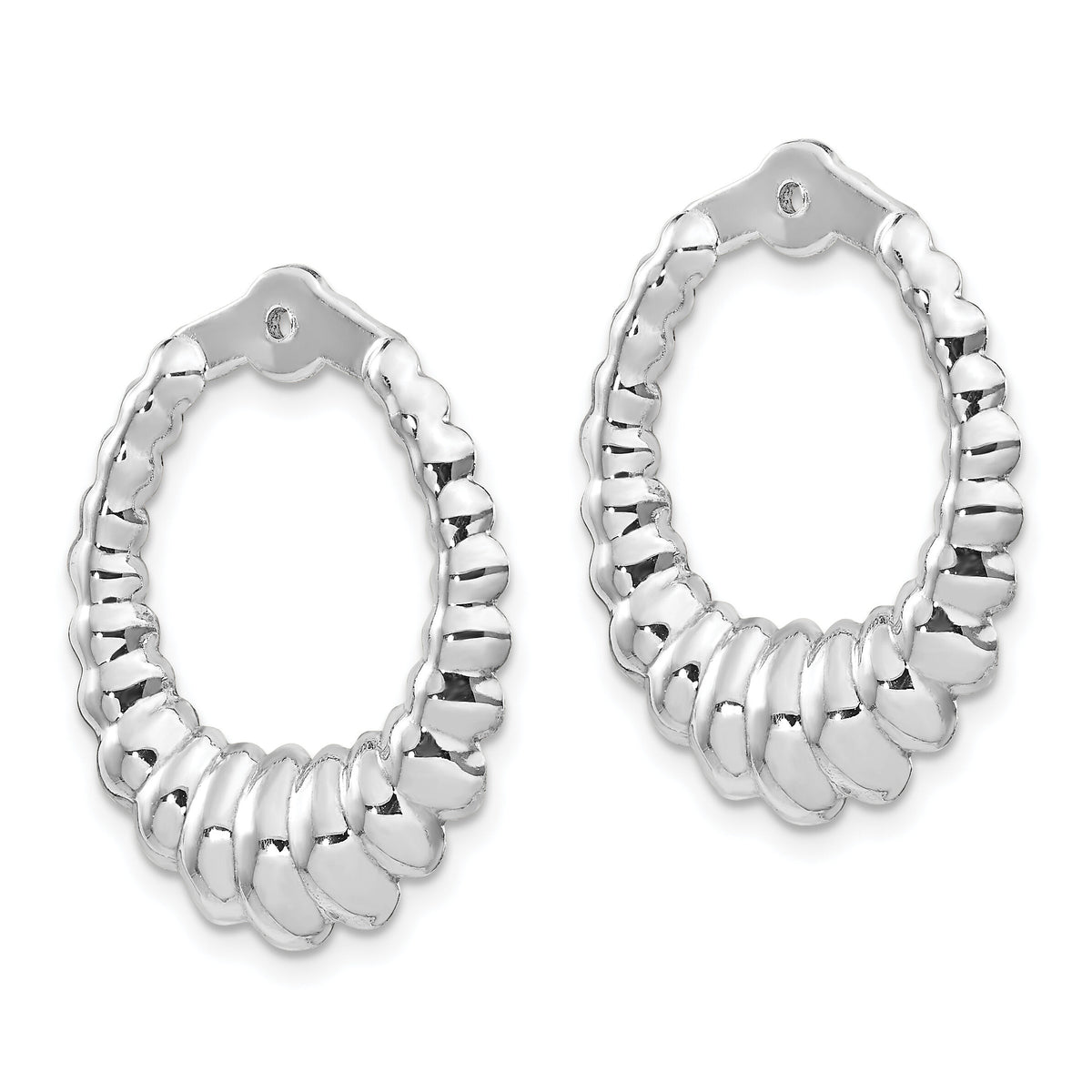 14k White Gold Scalloped Hoop Earring Jackets-H707J