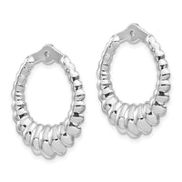 14k White Gold Scalloped Hoop Earring Jackets-H707J