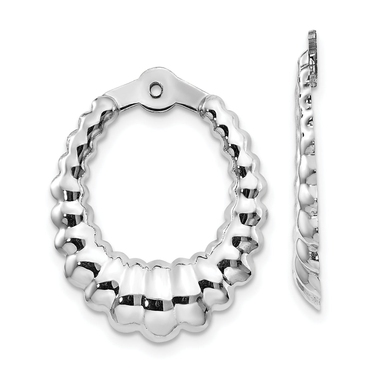 14k White Gold Scalloped Hoop Earring Jackets-H707J