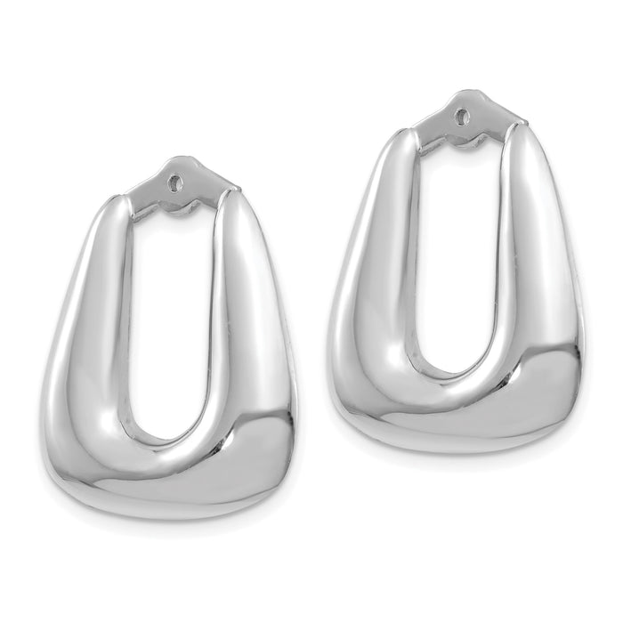 14k White Gold Polished Hoop Earring Jackets-H710J