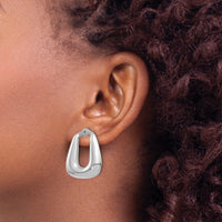 14k White Gold Polished Hoop Earring Jackets-H710J