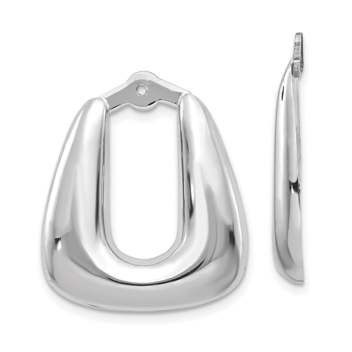 14k White Gold Polished Hoop Earring Jackets-H710J