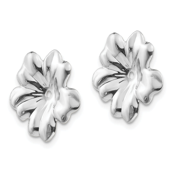 14k White Gold Floral Earring Jackets-H717J
