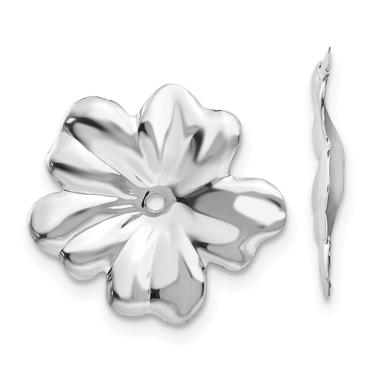 14k White Gold Floral Earring Jackets-H717J