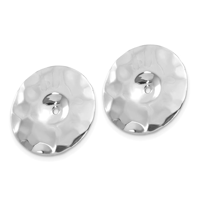 14k White Gold Polished Hammered Disc Earring Jackets-H720J
