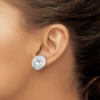 14k White Gold Polished Hammered Disc Earring Jackets-H720J