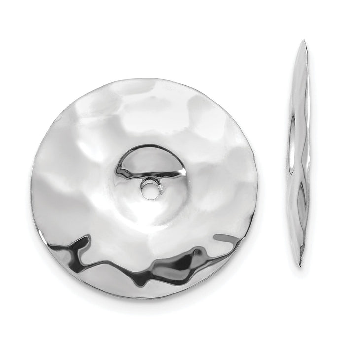 14k White Gold Polished Hammered Disc Earring Jackets-H720J