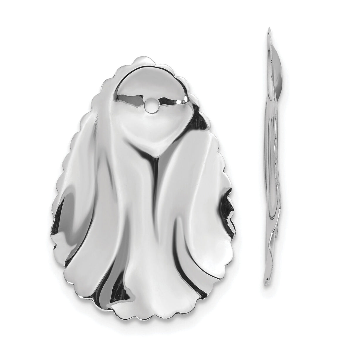 14k White Gold Polished Hammered Oval Earring Jackets-H723J