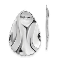 14k White Gold Polished Hammered Oval Earring Jackets-H723J
