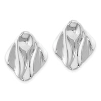 14k White Gold Polished Hammered Square Earring Jackets-H725J