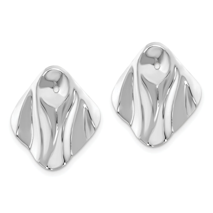 14k White Gold Polished Hammered Square Earring Jackets-H725J