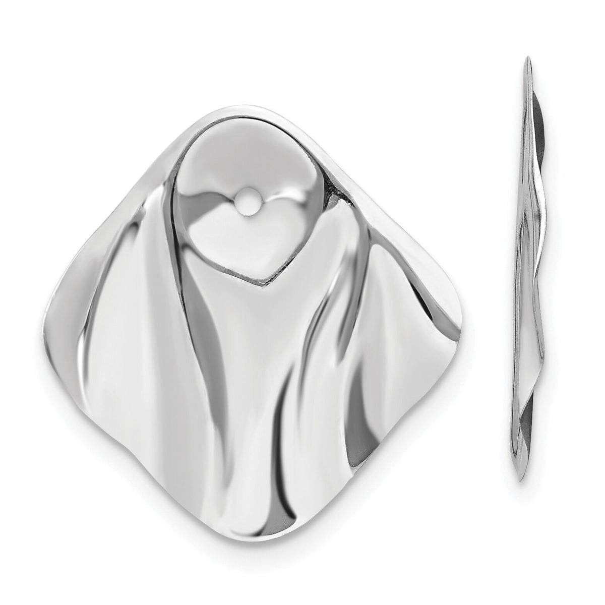 14k White Gold Polished Hammered Square Earring Jackets-H725J