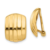 14k Polished Ribbed Non-pierced Omega Back Earrings-H735