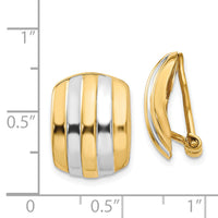 14k & Rhodium Ribbed Non-pierced Omega Back Earrings-H737