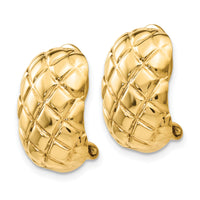 14k Polished Quilted Non-pierced Omega Back Earrings-H738