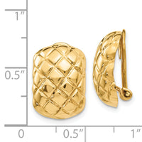 14k Polished Quilted Non-pierced Omega Back Earrings-H738
