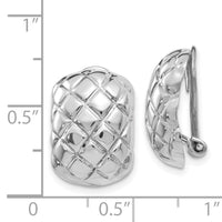 14k White Gold Polished Quilted Non-pierced Omega Back Earrings-H739