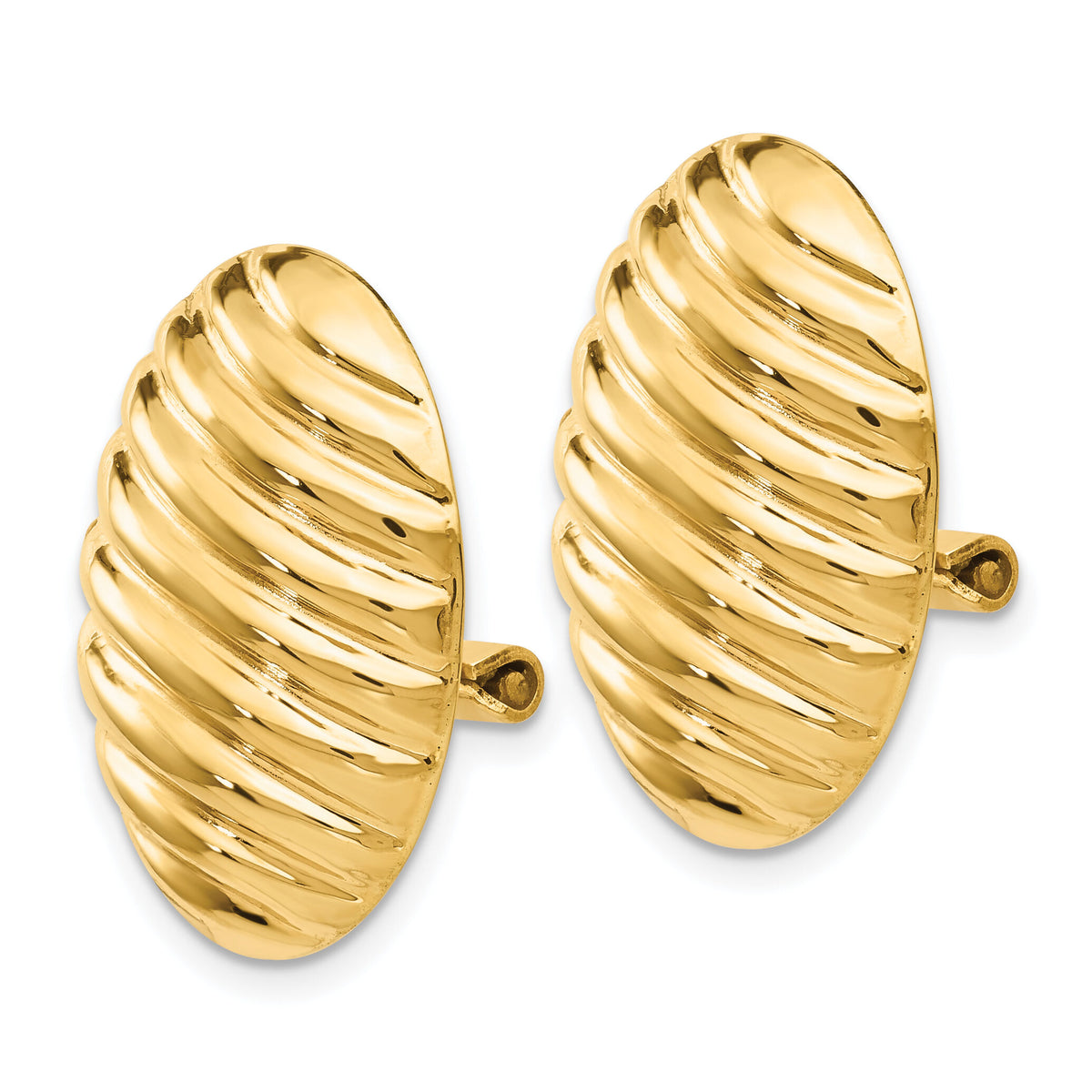 14k Polished Button Non-pierced Omega Back Earrings-H742