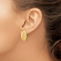 14k Polished Button Non-pierced Omega Back Earrings-H742