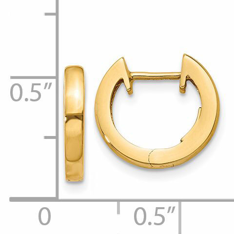 14k Polished 2MM Hinged Hoop Earrings-H772
