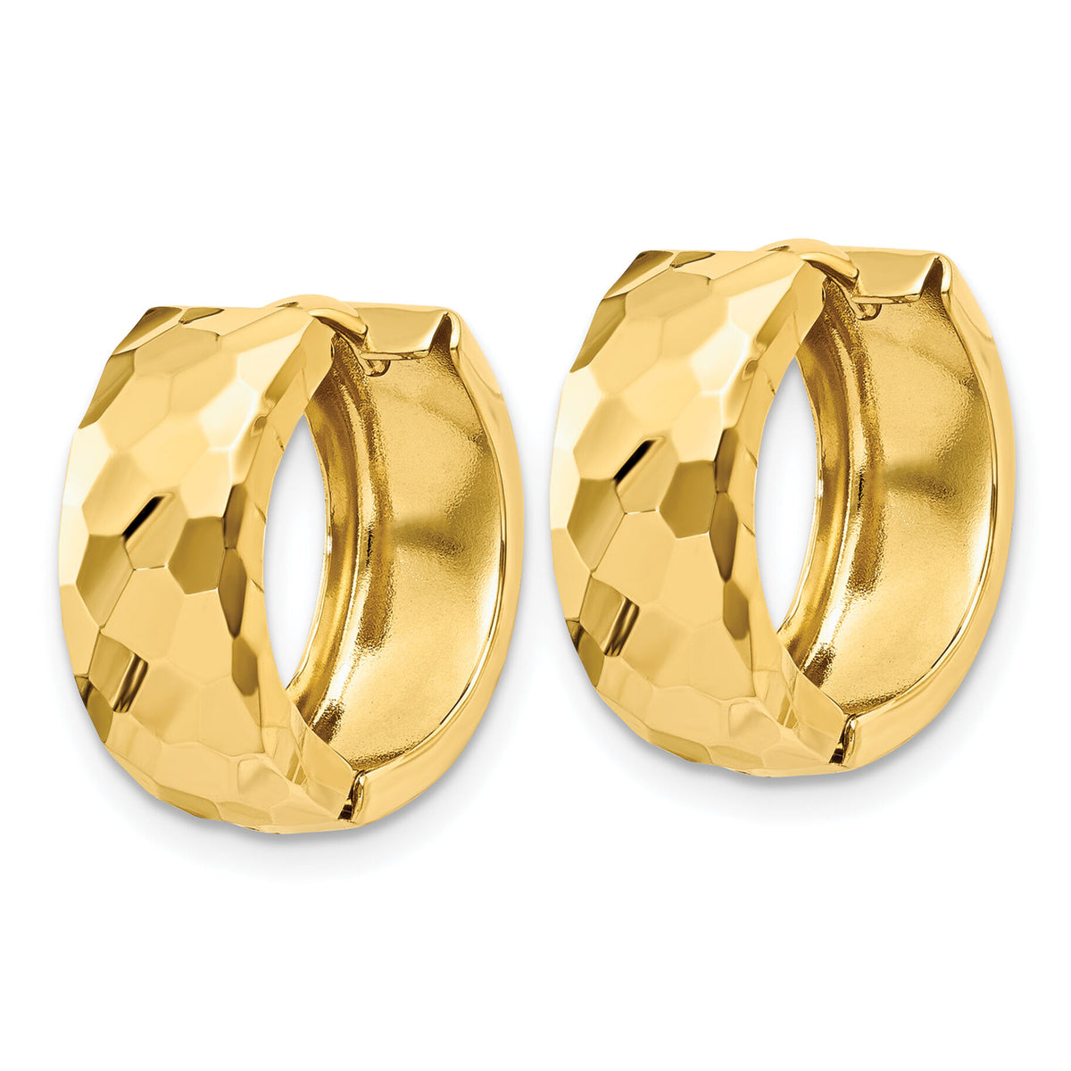 14k Faceted & Polished Hinged 6mm Hoop Earrings-H786