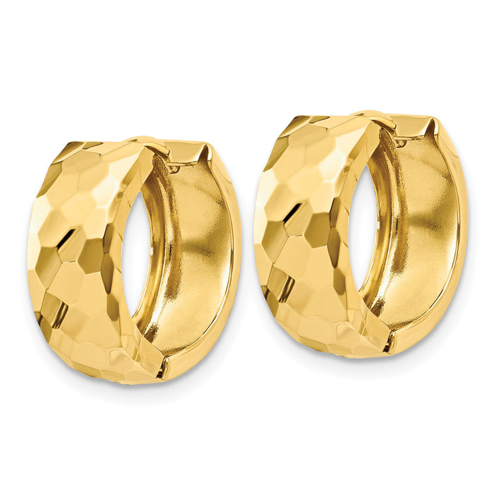 14k Faceted & Polished Hinged 6mm Hoop Earrings-H786