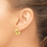 14k Faceted & Polished Hinged 6mm Hoop Earrings-H786