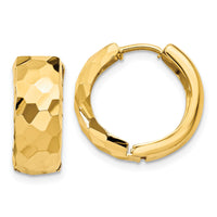 14k Faceted & Polished Hinged 6mm Hoop Earrings-H786
