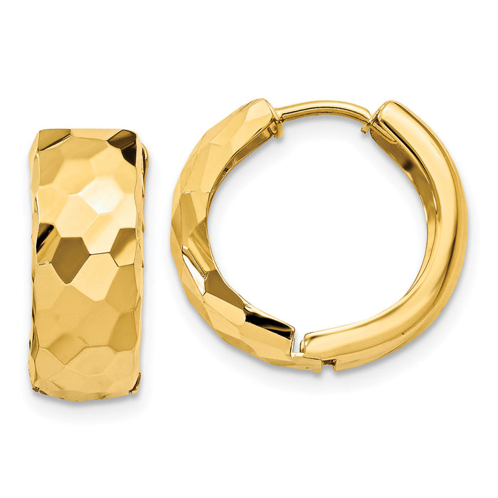14k Faceted & Polished Hinged 6mm Hoop Earrings-H786