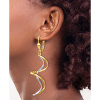 14k Two-tone Spiral Dangle Earrings-H817