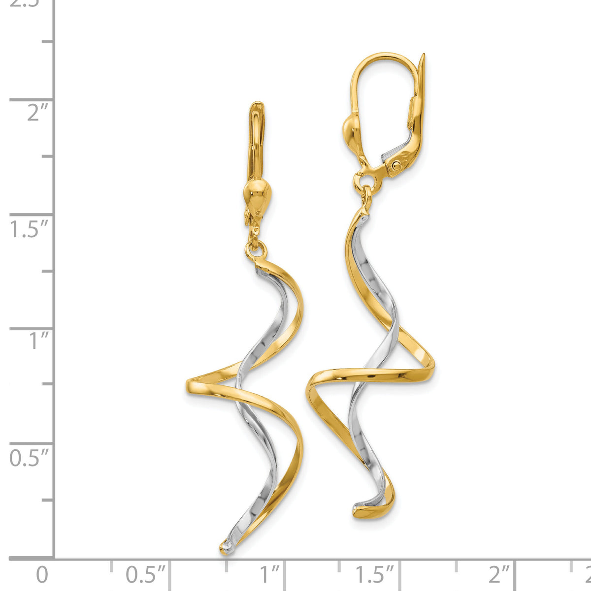 14k Two-tone Spiral Dangle Earrings-H817