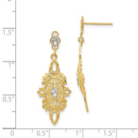 14k Rhodium Diamond-cut Filigree Earrings-H838